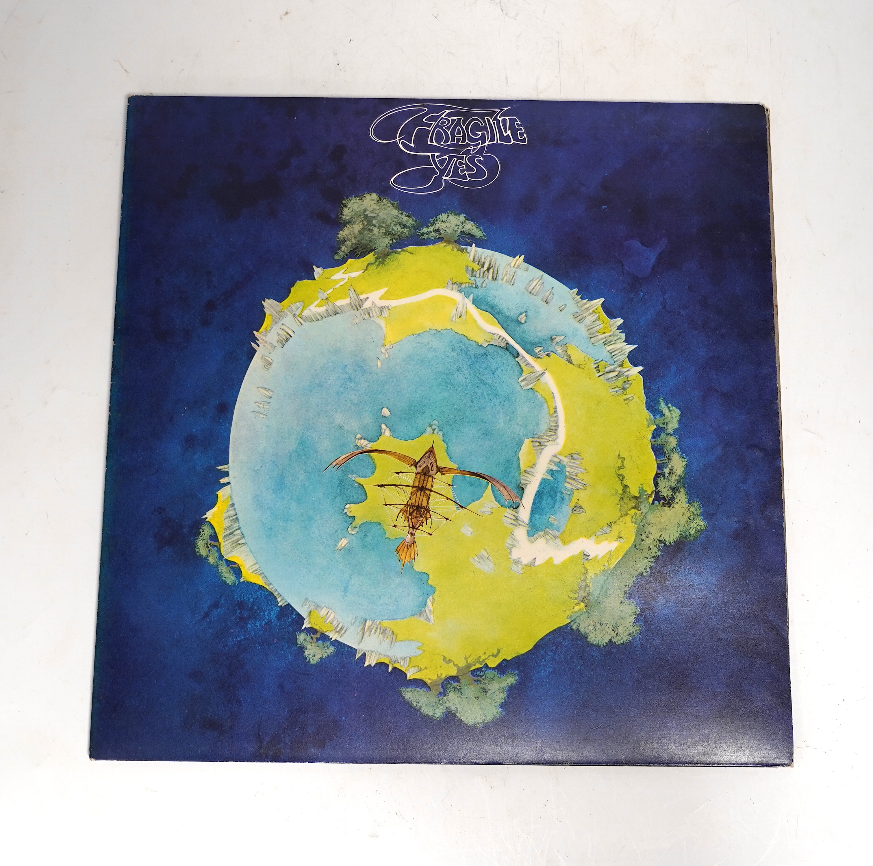 Yes; Fragile LP record album, on Atlantic red and plum 2401019, gratefold cover with inner booklet